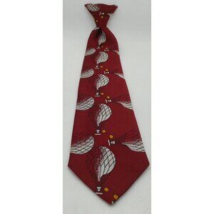 Prince Consort Golden Clasp Red Multicolor Clip On Tie Hot Air Balloon Design